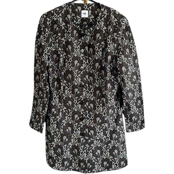 EUC CAbi Lacey Coat / Duster Black Floral Lace Size Large - Picture 1 of 7